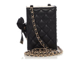 Chanel Black Part-Quilted Lambskin Book  Holder With Chain