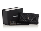 Chanel Black Part-Quilted Lambskin Fold Up Again Clutch