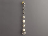 Chanel Long Beads and Pearls Logo Pierced Drop Earrings