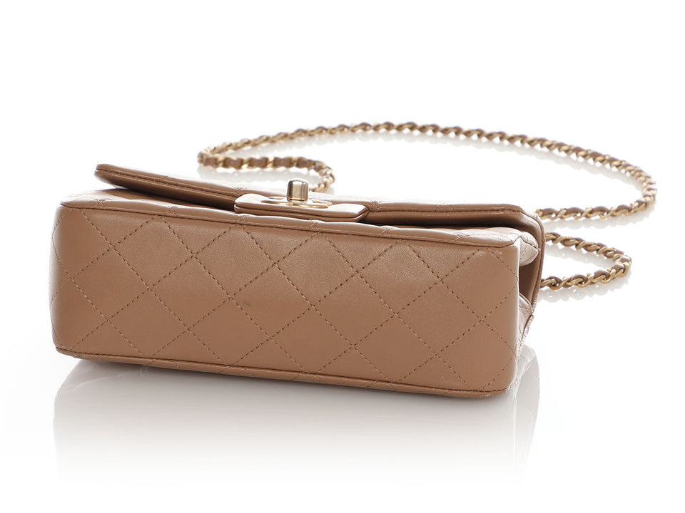 Chanel Mini Beige Quilted Lambskin Top Handle