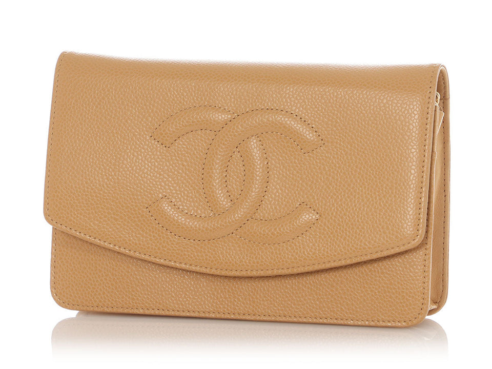 Chanel Beige Caviar and Lambskin Timeless Wallet On Chain