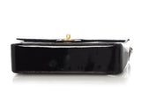 Chanel Vintage Black Perforated Patent Camellia Flap