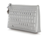 Chanel LE Silver Quilted Calfskin Keyboard Clutch