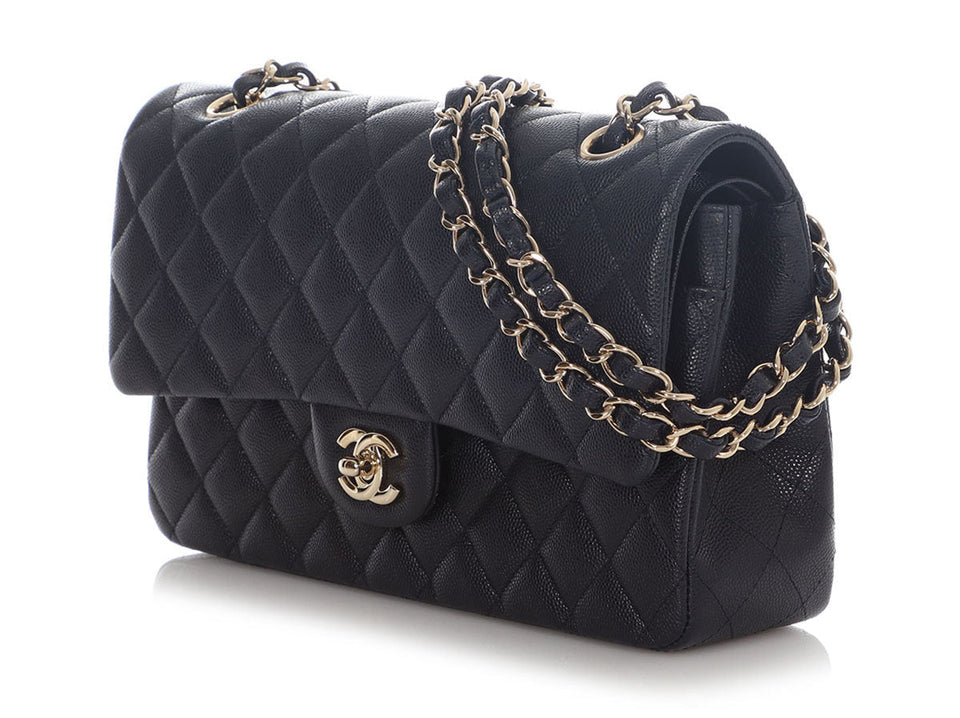 Chanel Medium/Large Navy Quilted Caviar Classic Double Flap