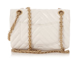 Chanel Mini White Chevron-Quilted Aged Calfskin Reissue 2.55