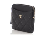 Chanel Black Quilted Caviar Zip Coin Purse
