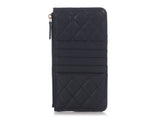 Chanel Navy Quilted Caviar Zip Phone Pouch