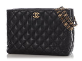 Chanel Small Black Quilted Soft Caviar Coco First Shopping Tote