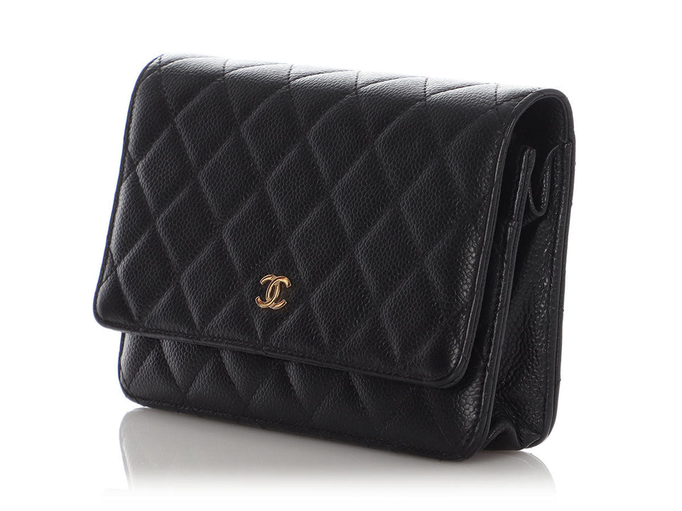 Chanel Black Quilted Caviar Wallet on Chain WOC