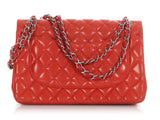 Chanel Jumbo Red-Orange Quilted Lambskin Classic Double Flap