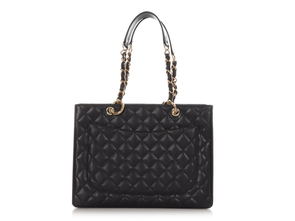 Chanel Black Quilted Caviar Grand Shopping Tote GST