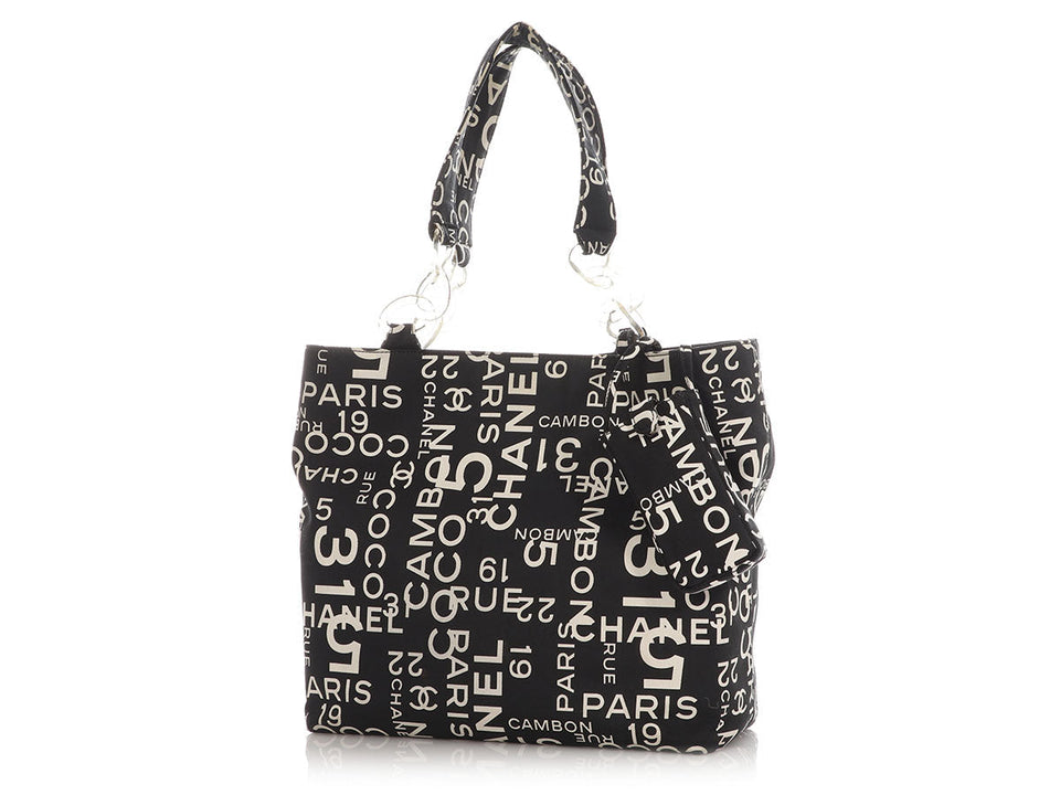 Chanel Black and White Canvas Rue Cambon Tote