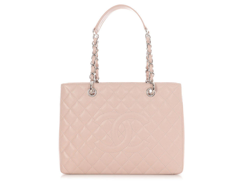 Chanel Light Pink Quilted Caviar Grand Shopping Tote GST