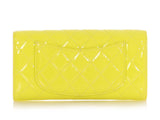 Chanel Yellow Quilted Patent Travel Wallet