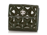 Chanel Green Quilted Patent Compact Wallet