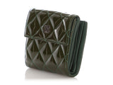Chanel Green Quilted Patent Compact Wallet