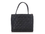 Chanel Black Quilted Caviar Medallion Tote