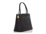 Chanel Black Quilted Caviar Medallion Tote