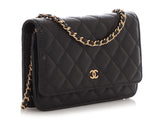 Chanel Black Quilted Caviar Wallet On Chain WOC