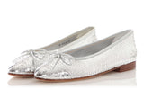 Chanel Silver Mirror Effect Python Ballet Flats