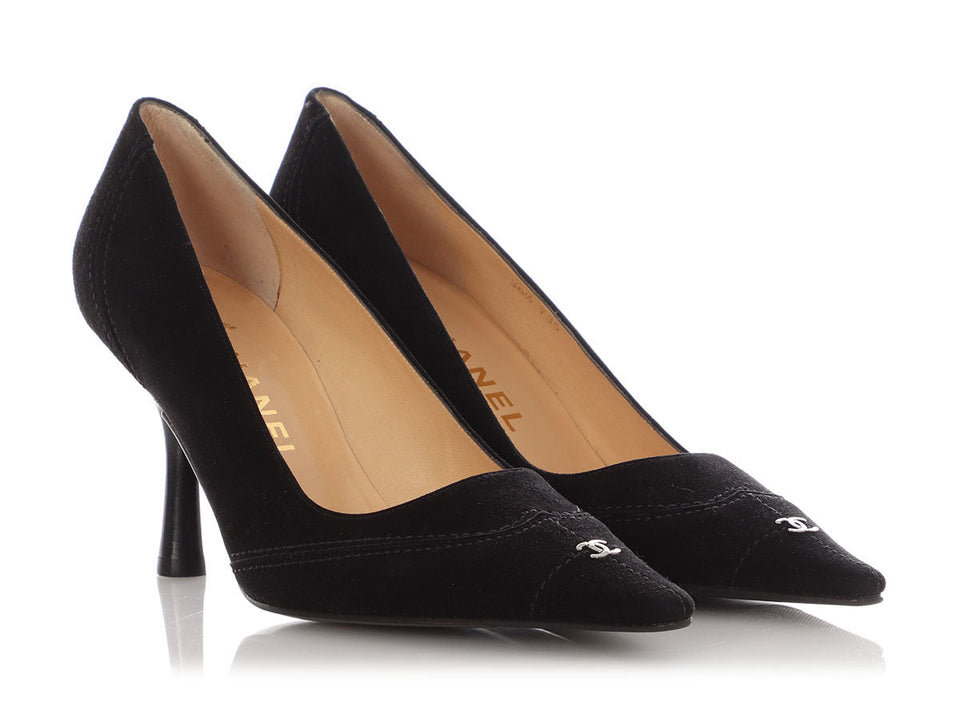 Chanel Black Suede Pumps