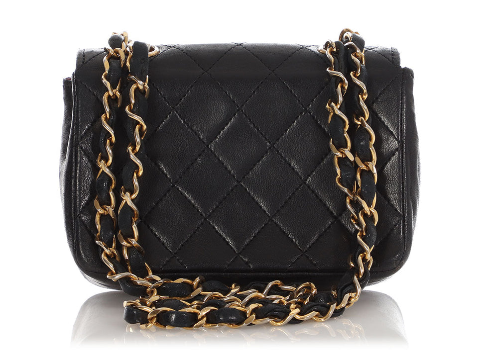 Chanel Vintage Extra Mini Black Quilted Lambskin Flap
