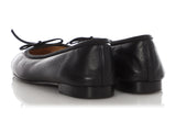 Chanel Black Leather and Patent Ballet Flats