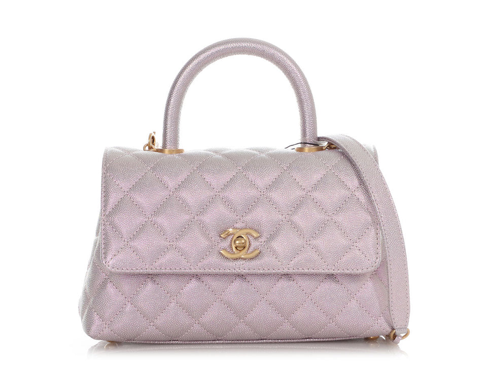 Chanel Mini Iridescent Lilac Caviar Coco Handle