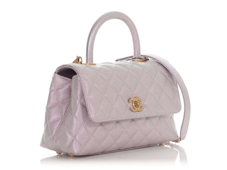 Chanel Mini Iridescent Lilac Caviar Coco Handle