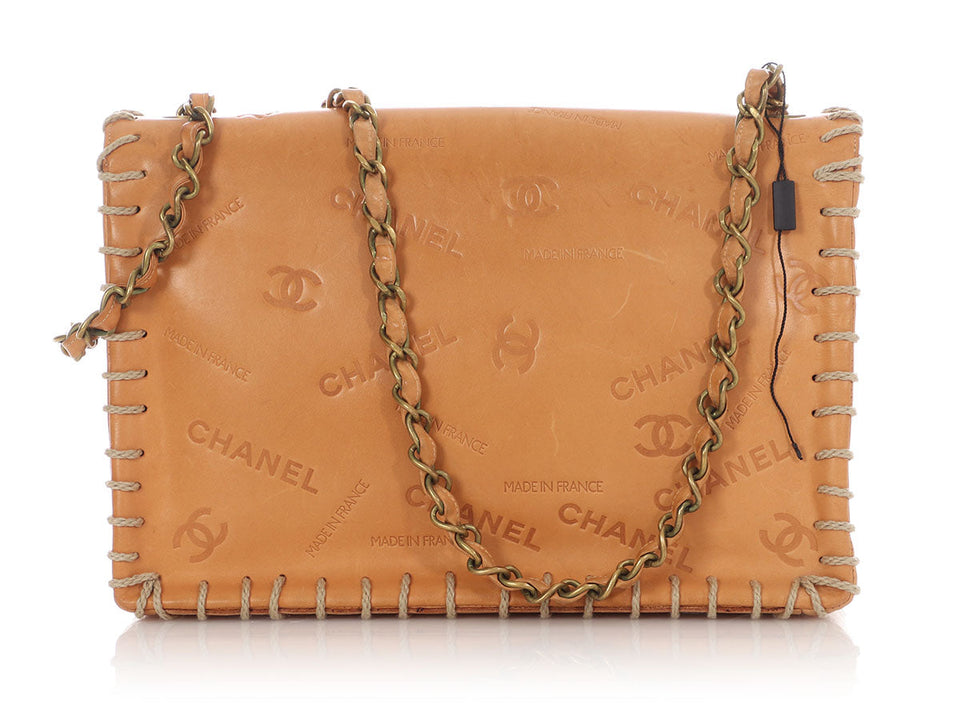 Chanel Tan Whipstitched Embossed Flap