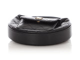 Chanel Black Quilted Caviar Mini Round Polly Pocket Pouch Hobo