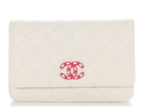 Chanel White Quilted Caviar Wallet on Chain WOC