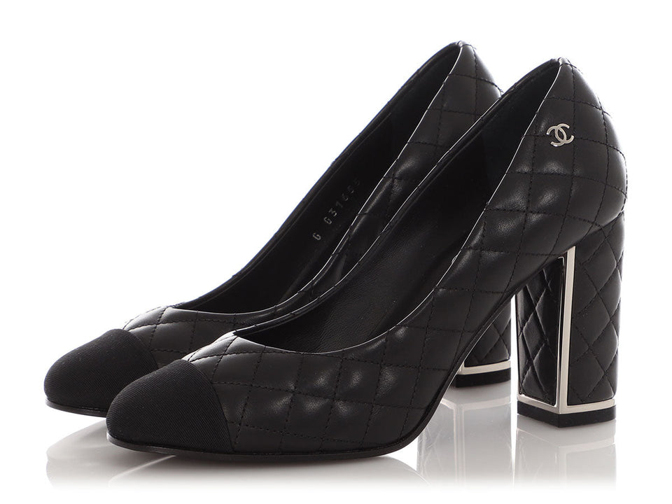 Chanel Black Quilted Leather Pumps