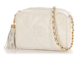 Chanel Vintage Small White Lizard Camera Bag