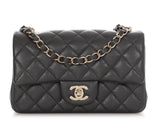 Chanel Mini Dark Gray Quilted Caviar Rectangular Classic