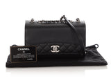 Chanel Small Black Part-Quilted Lambskin Tramezzo Flap