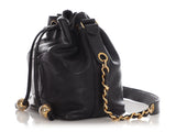 Chanel Vintage Small Black Caviar Drawstring Bucket Bag