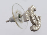 Chanel Small Classic Crystal Logo Stud Pierced Earrings