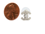 Chanel Small Classic Crystal Logo Stud Pierced Earrings