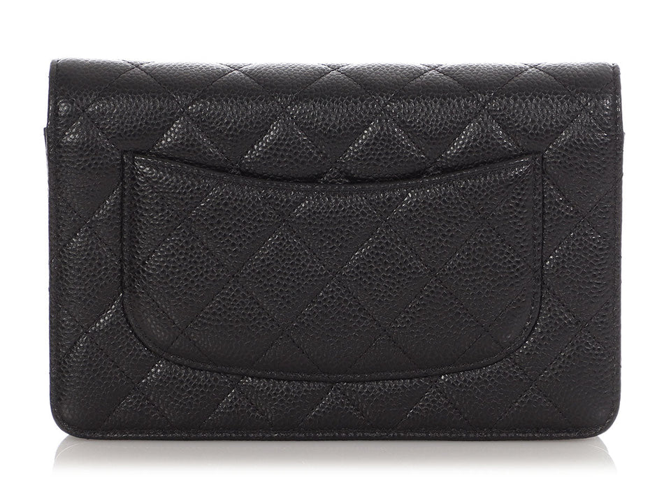Chanel Black Quilted Caviar Wallet On Chain WOC