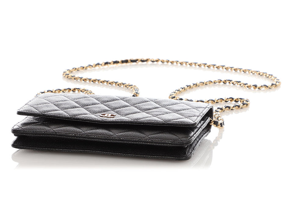 Chanel Black Quilted Caviar Wallet On Chain WOC