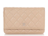 Chanel Beige Quilted Caviar Wallet On Chain WOC