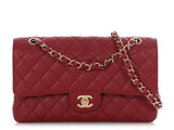 Chanel Medium/Large Red Quilted Caviar Classic Double Flap