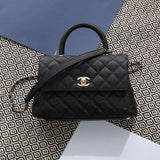Chanel Mini Black Quilted Caviar Coco Handle Flap