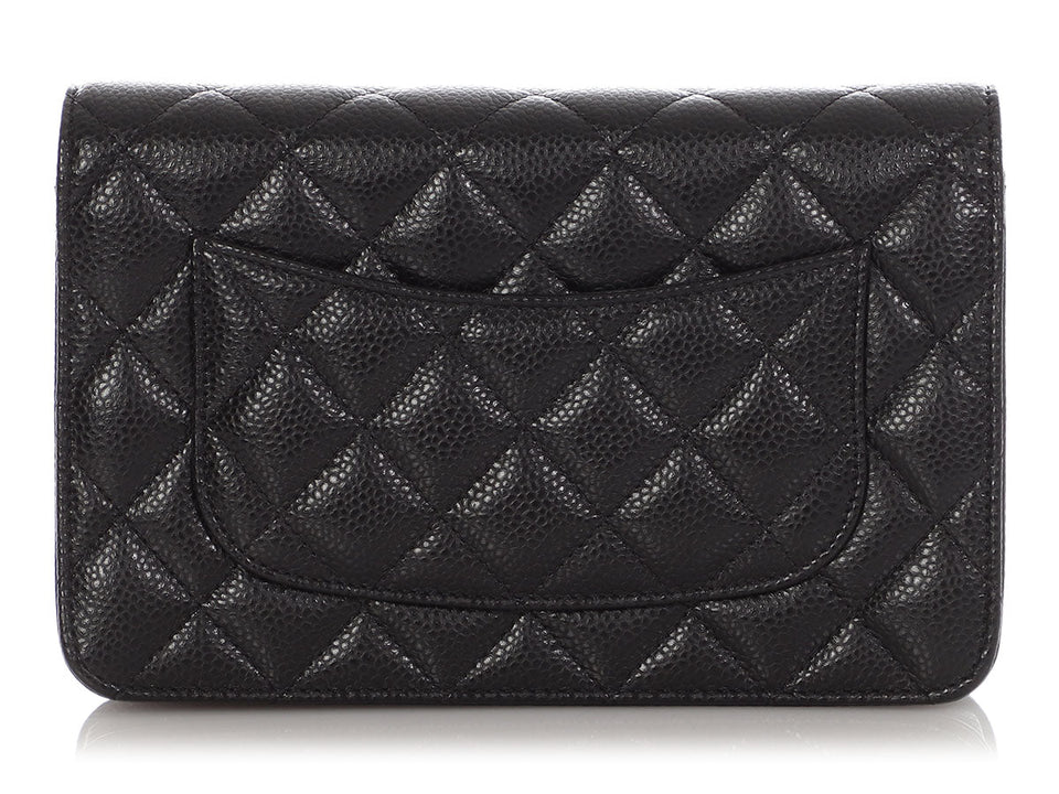 Chanel Black Quilted Caviar Wallet On Chain WOC