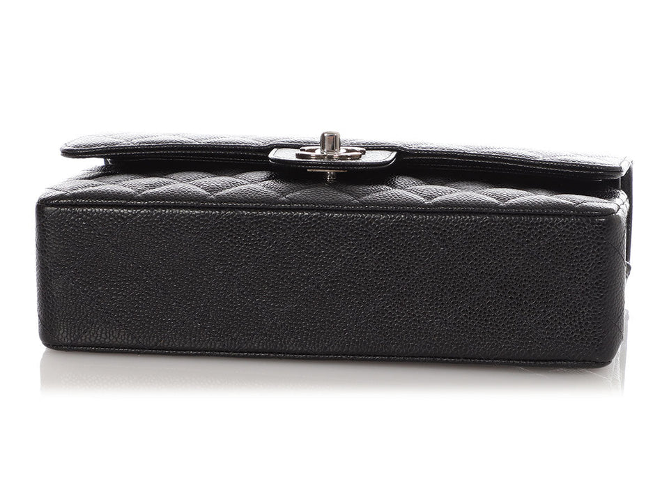 Chanel Medium/Large Black Quilted Caviar Classic Double Flap