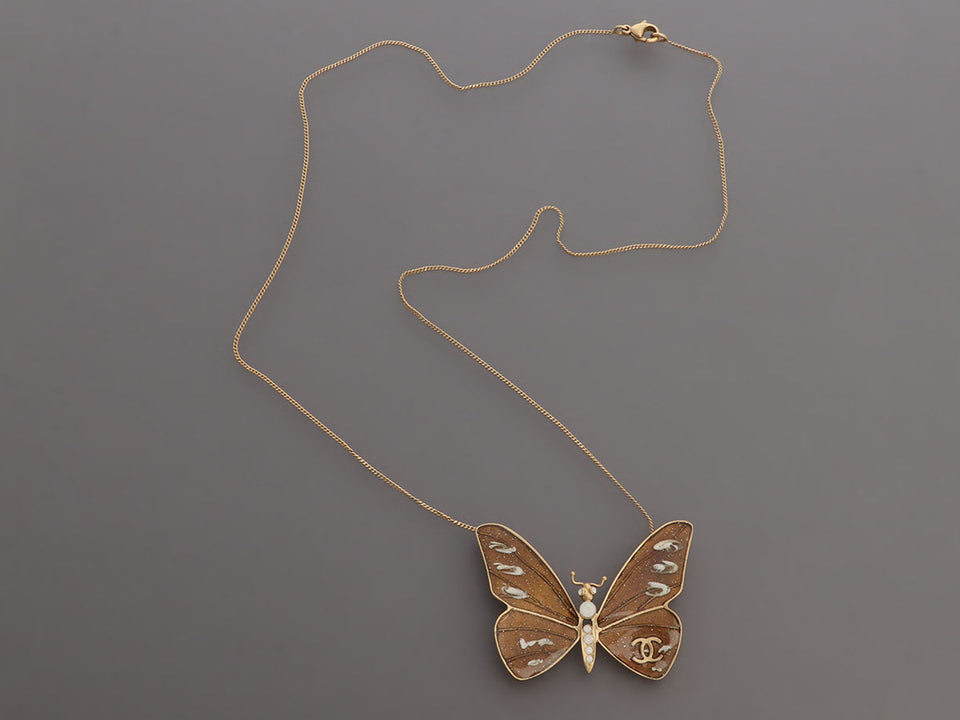 Chanel Mauve Butterfly Pendant Necklace