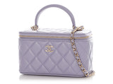 Chanel Small Lavender Quilted Lambskin Top Handle Vanity Case
