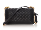 Chanel Old Medium Black Quilted Calfskin Boy Bag