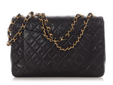 Chanel Vintage XL Jumbo Black Quilted Lambskin Classic Single Flap